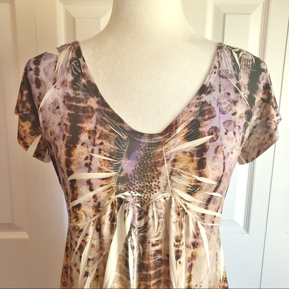 Unity World Wear Tie Dye Animal Print Tunic Top MP - Picture 2 of 13